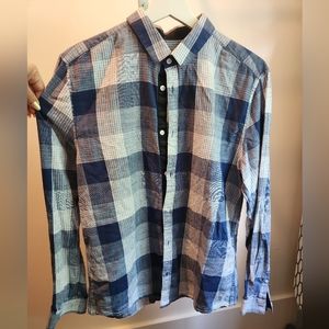 Men's H&M Blue Plaid Button Up